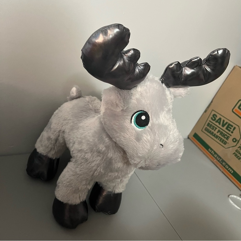 Build A Bear Gray Gust Moose Plush Animal 2018 Green Eye Silver Reindeer 14” - Picture 3 of 10
